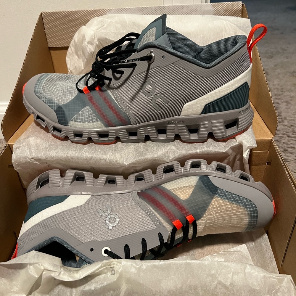 On Running Cloud X Shift Womens Gray and Red Athletic Shoes
